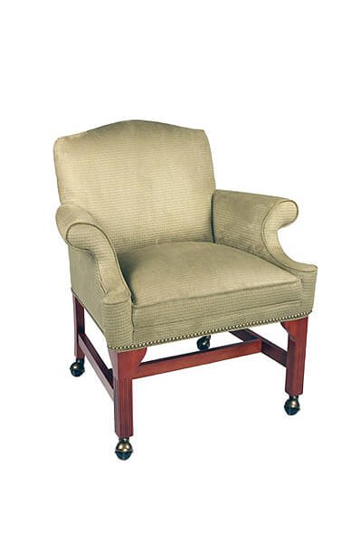 2108CN Traditional Upholstered Wood Caster Arm Chair