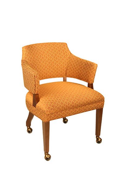 41C Traditional Upholstered Wood Caster Arm Chair