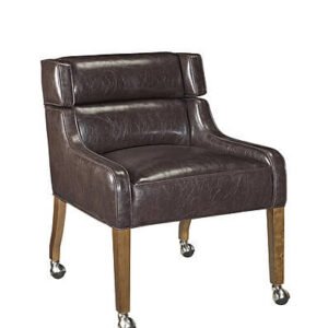 410C Traditional Upholstered Wood Game Dining Chair with Casters