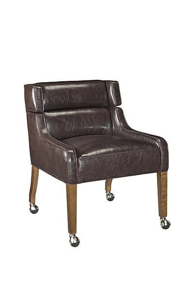410C Traditional Upholstered Wood Game Dining Chair with Casters