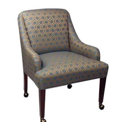 5109C Traditional Upholstered Wood Game Dining Arm Chair with Casters