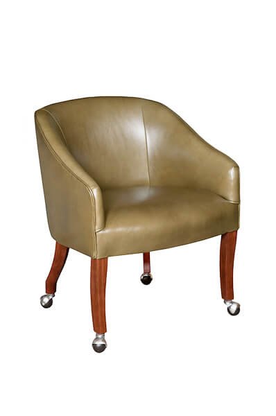 5633C Traditional Wood Upholstered Barrel Caster Chair