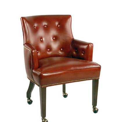 57CN Traditional Wood Upholstered Tufted Club Chair with Casters