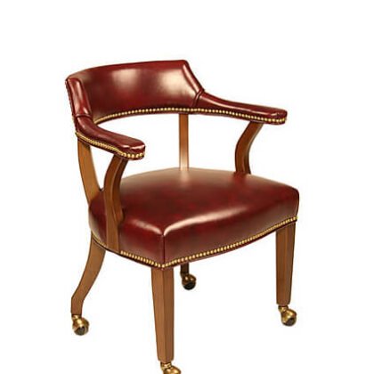 76CN Traditional Wood Upholstered Captain’s Chair with Casters