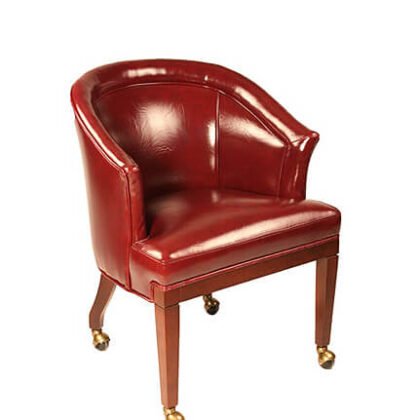 80C Traditional Upholstered Wood Caster Barrel Chair
